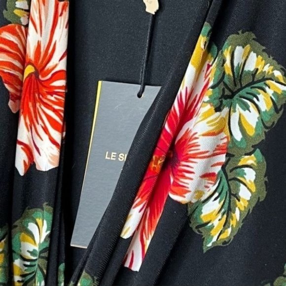 LE SUPERBE V Neck Floral Long Sleeve BODY CON Sexy Mini Dress - Picture 14 of 16